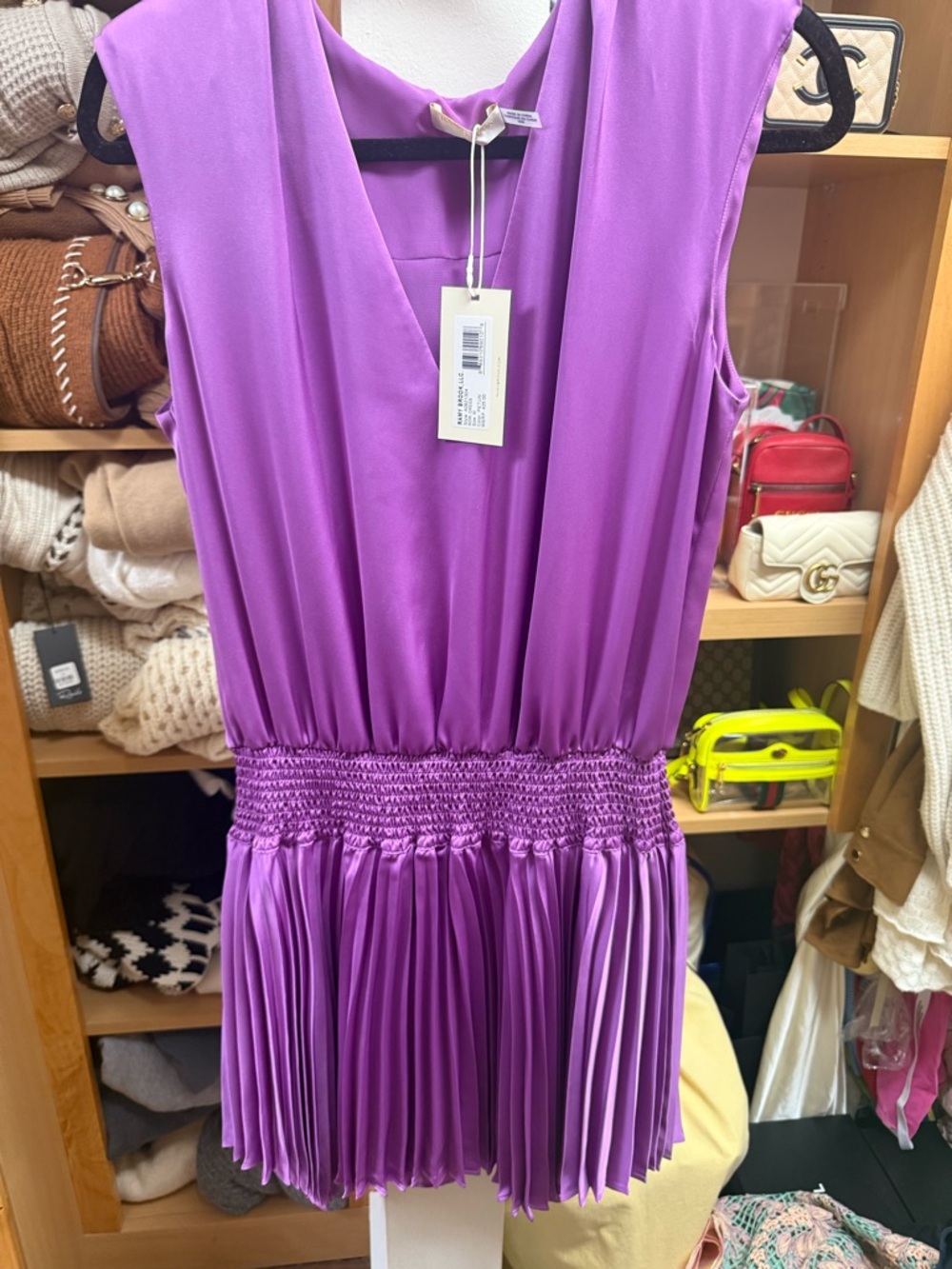 NWT Ramy Brook Rori Purple Pleated Mini Dress medium